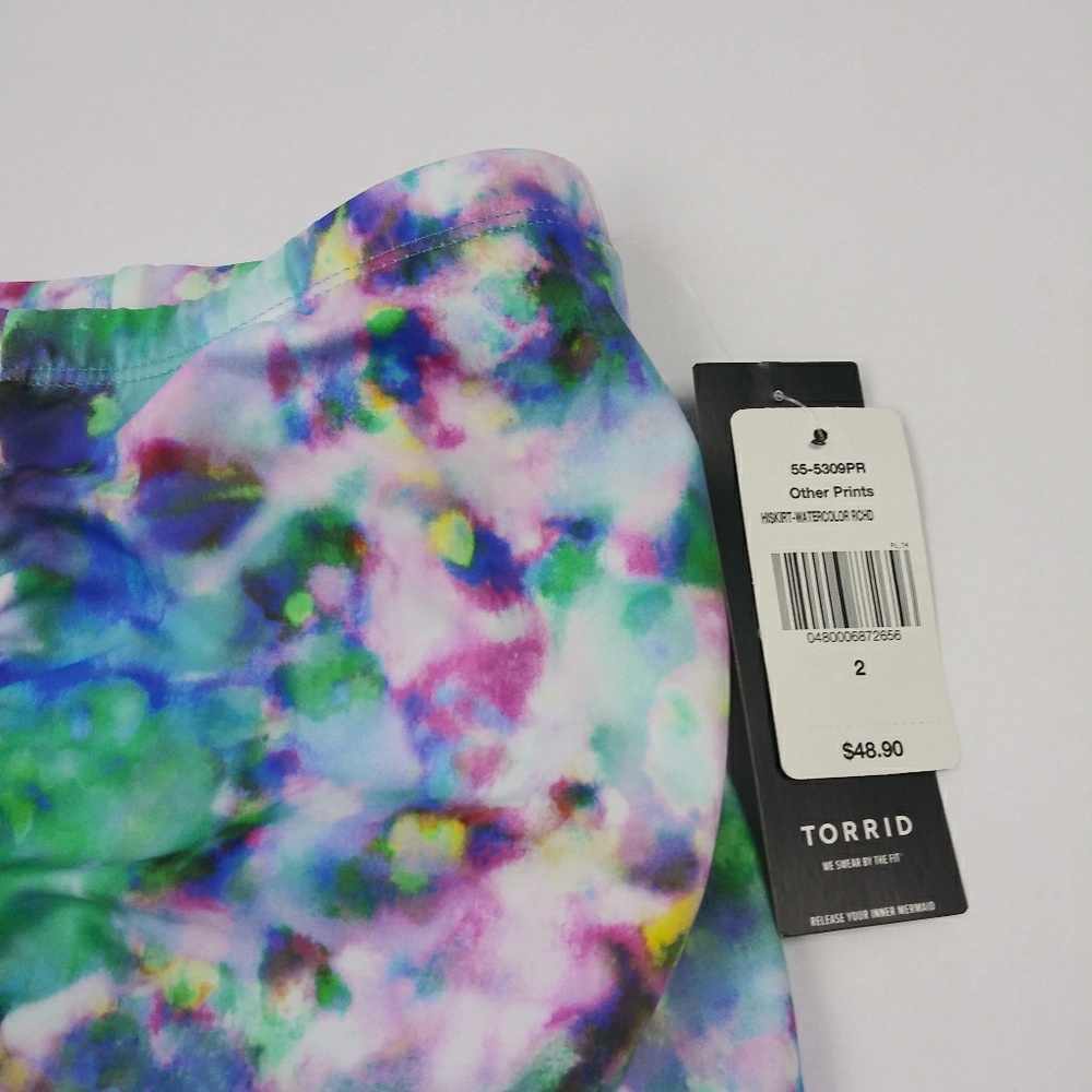 Torrid High Waist Ruched Swim Skirt - Picture 2 of 7